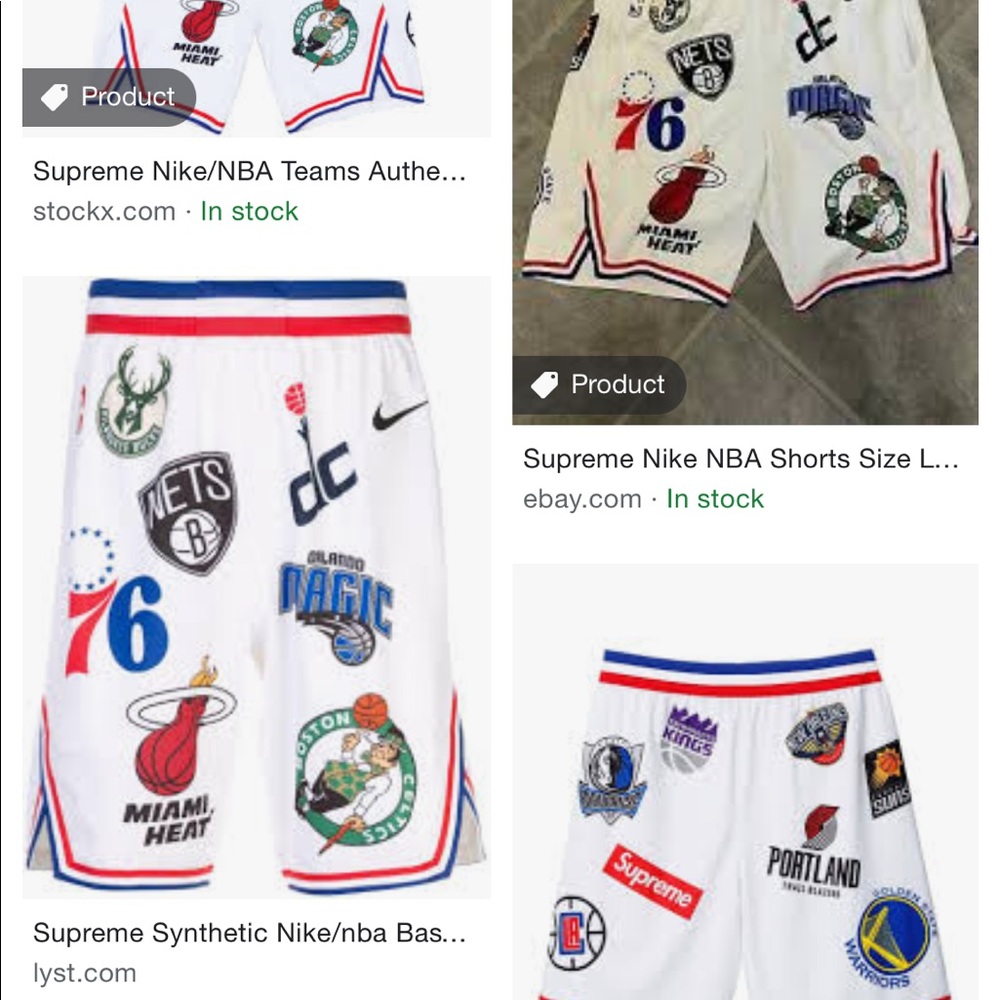 Supreme x NBA white basketball shorts